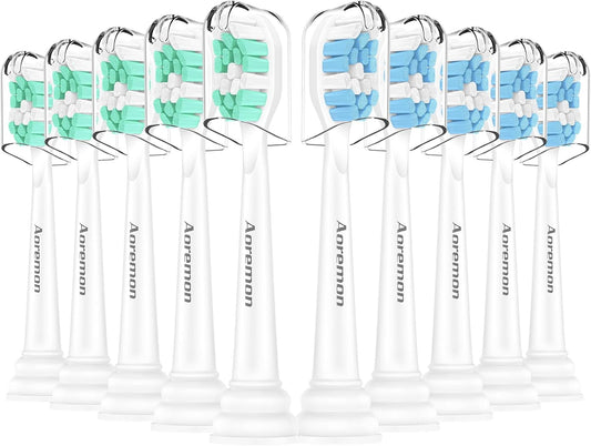 Toothbrush Replacement Heads for Philips Sonicare C2 Plaque ProtectiveClean 5300 6100 4100 DiamondClean Smart 9300 9900 ExpertClean 7500 Click-on Handles Electric Toothbrushes, 10 Count