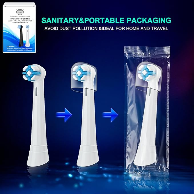 [Upgraded 2025] AmuLumon 4-Pack Ultra-Soft Toothbrush Heads for Oral-B iO Series (iO3/iO4/iO5/iO6/iO7/iO8/iO9/iO10) – Gentle Gum Care, Hygienic Travel-Ready Replacement Brush Heads (White, 4PACK)