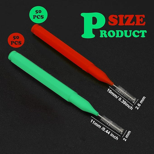 Patelai 100 Pieces Braces Brush for Cleaner Interdental Brush Toothpick Dental Tooth Flossing Head Oral Dental Hygiene Flosser Toothpick Cleaners Tooth Cleaning Tool(Green, Red,Proper Size)