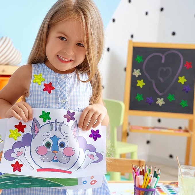 3 Rolls Star Stickers,1500pcs Foil Shiny Self-Adhesive Colorful Star Stickers for Kids Reward for Student Planner and School Classroom Teacher Supplies