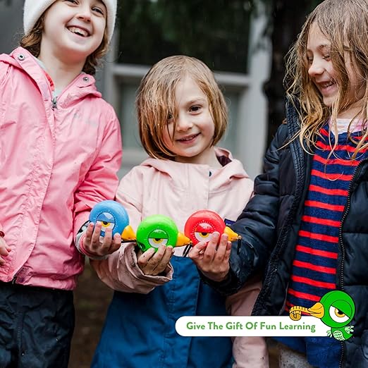 Handy Famm 8ft Green Bird Tape Measure for Kids – STEM Educational Tool with Level, Protractor, Retractable Design - DIY Construction Toy, Child-Safe Measuring Tapes, Gift for Boys & Girls 3+