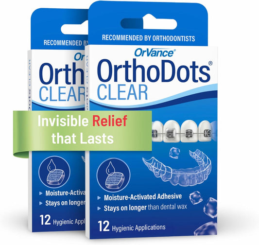 OrthoDots Clear – 24-Hour Protection | Sticks Better Than Dental Wax | Moisture Activated Braces Wax Alternative for Pain Caused by Braces, Clear Aligner Trays, and Other Orthodontic Appliances