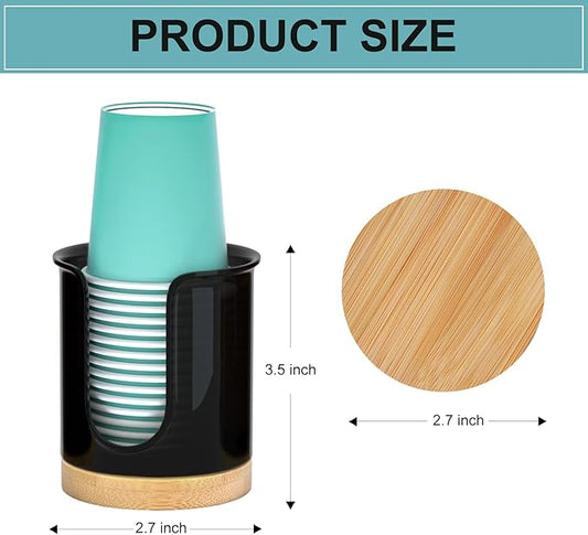 2 Pack Paper Cup Dispenser - Holds 3 oz Mouthwash Cups - Ideal for Bathroom Vanity Countertops (Black)