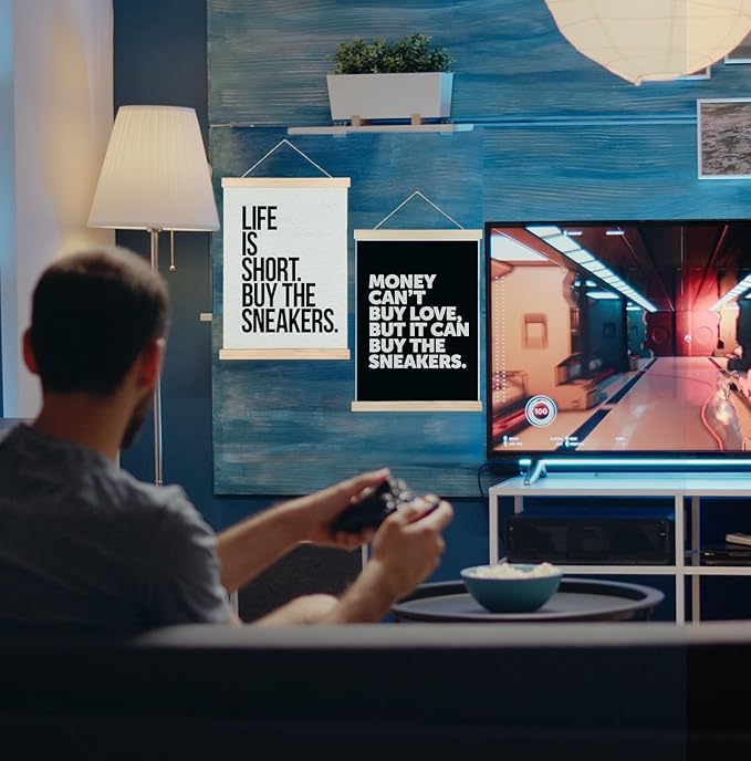 Yomisex Sneaker Wall Art, Shoes Poster, Sneakerhead Gifts for Men, Sneakerhead Room Decor, Trendy Sneaker Canvas Prints Wall Art Framed for Teen Boys Guys Mens Room Bedroom, 12x16 Inch Set of 2