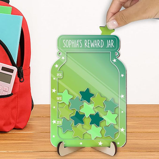 Custom Reward Jars for Kids - Magnetic Reward Jar for Classroom Behavior – Incentive Jar with Stars for Teachers & Kids – Class Rewards Chart, Potty Training, Behavior Management Tool, TT03
