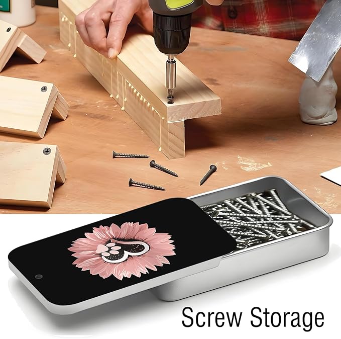 Portable Dental Floss Case, Refillable Cute Travel Floss Dispenser for Men & Women, Pocket Travel Floss Picks Case for Purse, Backpack, Bag Sunflower Pink Dog Paw