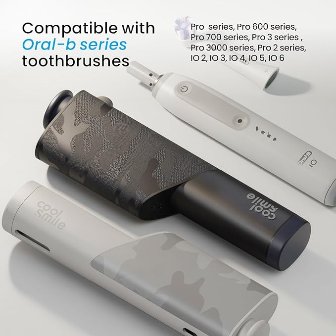 CoolSmile Charging Travel Case Compatible with Oral B Electric Toothbrushes, Fits Oral-B pro 2/ pro 3, pro 600/700/ 1000/1500/ 2000/3000/ 3500/5000/ 7000/ io2/ io3/ io4/ io5/ io6, Grey