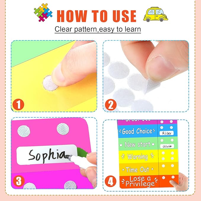 Geyee Colorful Behavior Chart for Multiple Kids Reward Incentive Behavior Chart with 12 Pieces Blank Movable Name Pieces Kids Board for Home School Classroom, 12.8 x 8.6 Inches (Vivid Colors)