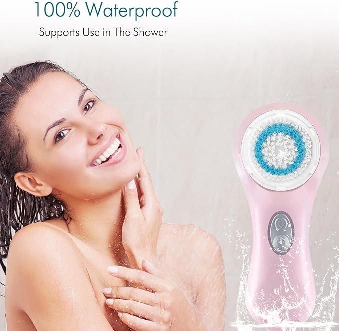 Microtree Facial Cleansing Brush Rechargeable, Sonic Vibrating System, 2 Speeds for Gentle Clean, Face Brushes for Cleansing, Electric Waterproof Portable Travel Face Scrubber