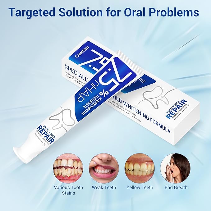 7.5% Hydroxyapatite Toothpaste – Fluoride-Free Whitening & Enamel Support, Gentle Nano Formula for Sensitive Teeth, Fresh Mint, Natural Daily Care