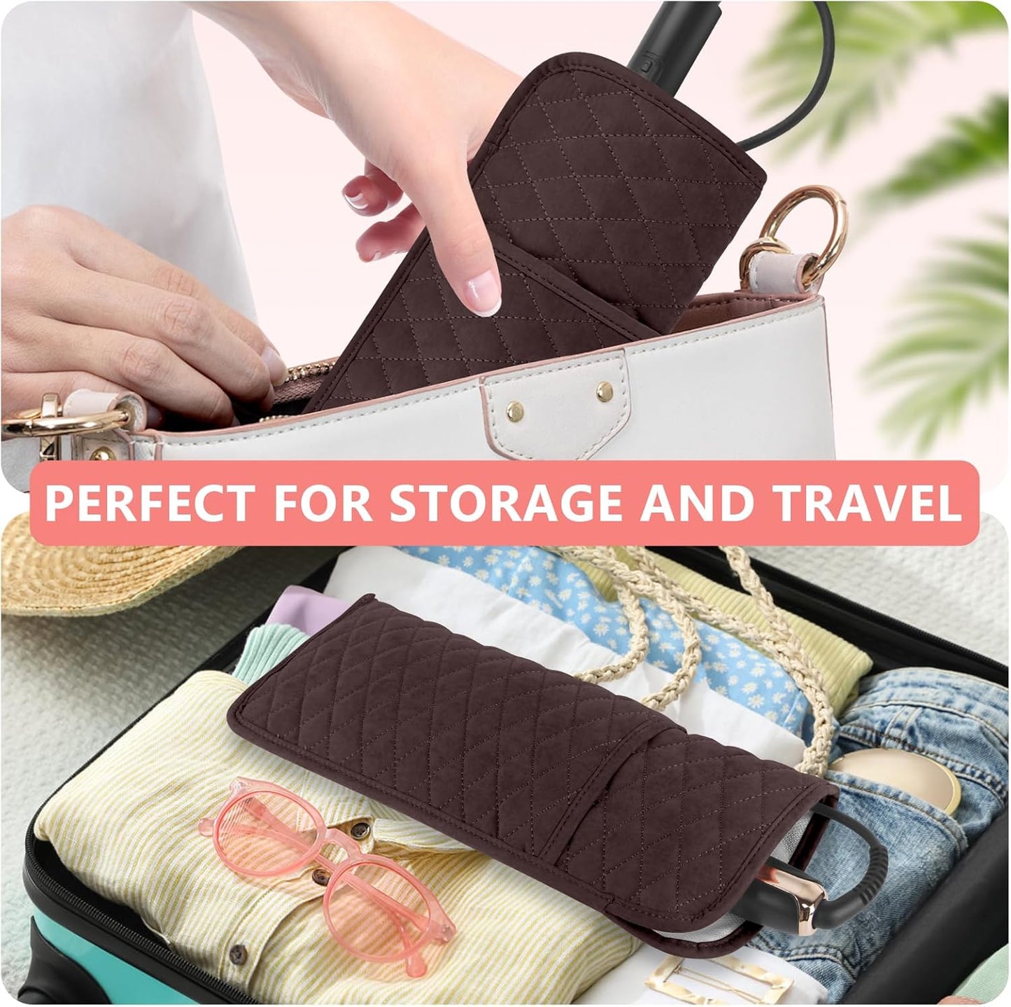 Heat Resistant Hair Tools Organizer Bag Portable Travel Storage Cover Case for Hair Straighteners, Curling Irons, Flat Irons and Hot Styling Tools(13.8" x 5.5")