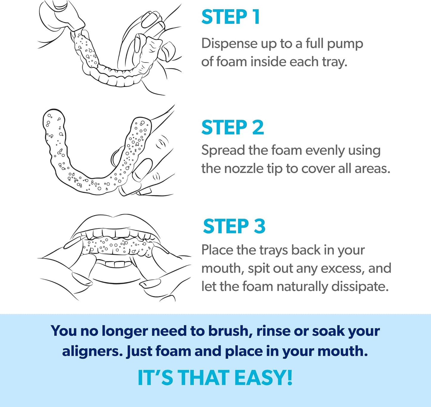 EverSmile AlignerFresh Original Clean Foam – Cleaner Compatible w/Invisalign and All Clear Aligners & Retainers – Eliminates Bacteria, Whitens Teeth, Fights Bad Breath – 50ml (4 Pack)