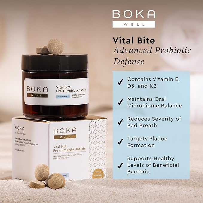 Boka Travel Size Mouthwash Tablets + Vital Bite Oral Pre + Probiotics Fluoride Free & Alcohol Free