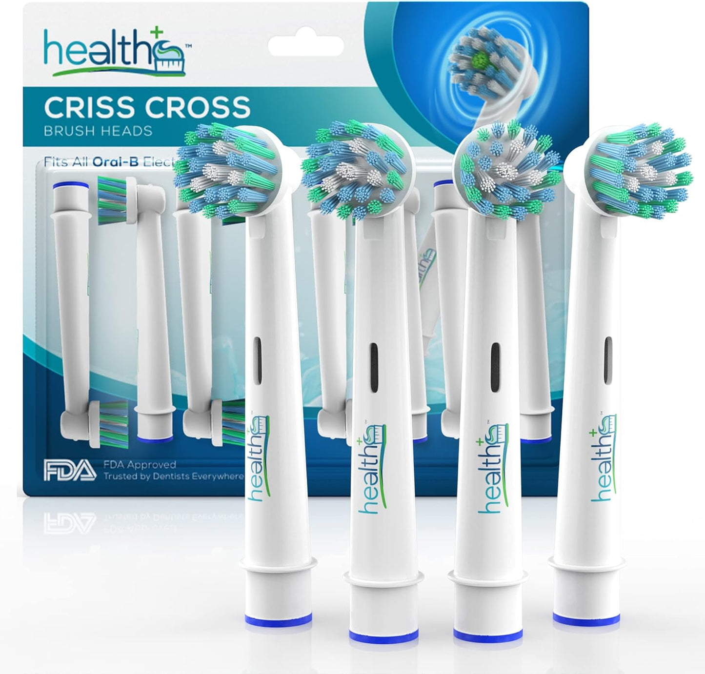 Compatible Oral B Braun Criss-Cross Replacement Heads for Electric Toothbrushes - 8-Pack | Standard Tooth Brush Heads with Dupont