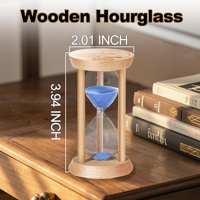 Sand Hourglass Timer, 1/2/3/5/10 Minutes Wooden Sand Clock, Colorful Hour Glass Reloj De Arena, Small Sandglass Timer for Classroom, Home Decorative, Games (5 pcs)