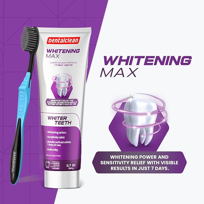 Pack of 4 Whitening Max Toothpaste Gel - Removes Stains and Restores Natural Teeth Color - Mint Flavor, 1100 PPM Fluoride, Protection for Sensitive Teeth - 3.7 oz 104g