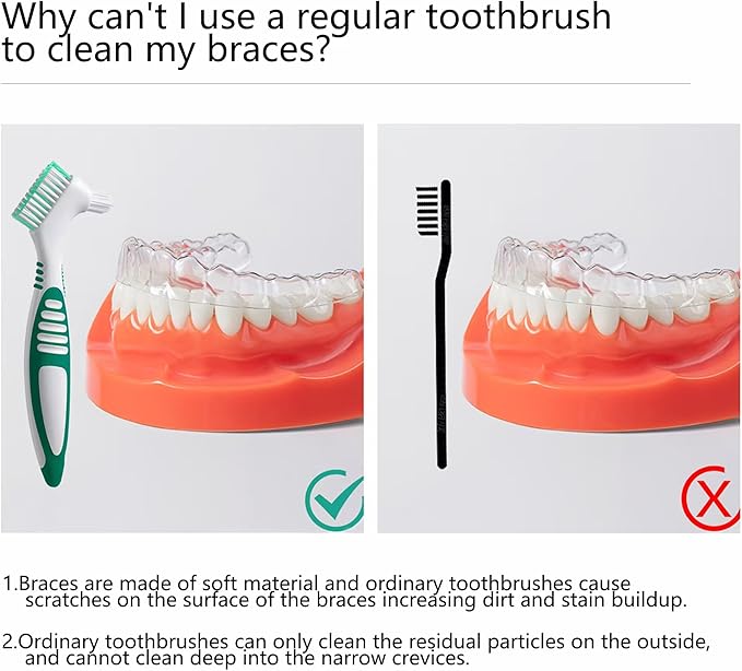 [2025 Upgrade] 9Pcs Denture Brush，Denture Toothbrushes，Denture Cleaning Brush ，Double Sided Toothbrush，9Color