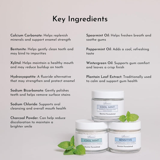 Just Ingredients Remineralizing Tooth Powder - Fluoride-Free, Whitens, Vegan, Clean - 1 oz Whitening