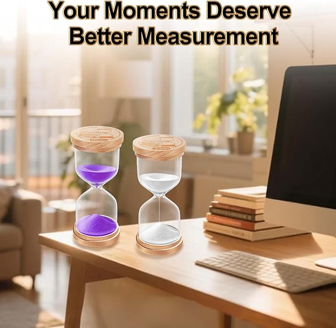 Sand Hourglass Timer Set: 1/3/5/10/15/30 Minutes Sand Clock, Colorful Wooden SandWatch Hour Glass, Small Sandglass Timer for Classroom, Home Decorative, Games (6 pcs)