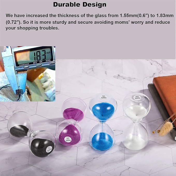 SuLiao Sand Timer 5 Minute Hourglass: 5.1 Inch Gold Sand Clock, Large Sand Watch 5 Min, Hour Glass Sandglass for Kids, Games, Classroom, Home, Desk, Office Decorative