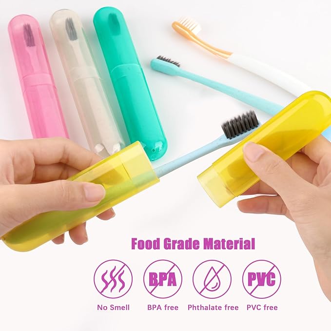 6 Pack Travel Toothbrush Case, Breathable Portable Toothbrush Holder, Plastic Toothbrush Cover Container for Traveling, Bathroom, School, Home, Business, Camping