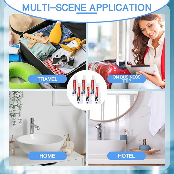 Mini Toothpaste Bulk Regular Clean Mint Toothpaste for Bad Breath, Helps Freshens Breath, Whitens Teeth Travel Size 0.18oz for Home Hotel Office School Camping