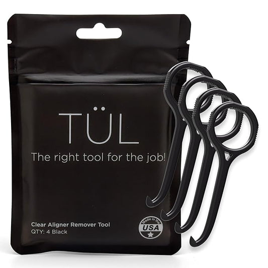 TÜL | Only Invisalign Remover Tool Made in the USA | Lifetime Replacements | Ortho Recommended Aligner Remover Tool & Retainer Remover Tool | Black 4 Pack | Top Invisalign Accessories