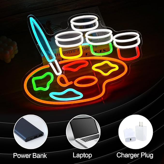 Paint Neon Sign Dimmable Painting Disc Neon Light Signs for Wall Decor USB Powered Draw LED Light Up Sign for Studio Painting Classroom Art Wall Decoration (Multicolored)