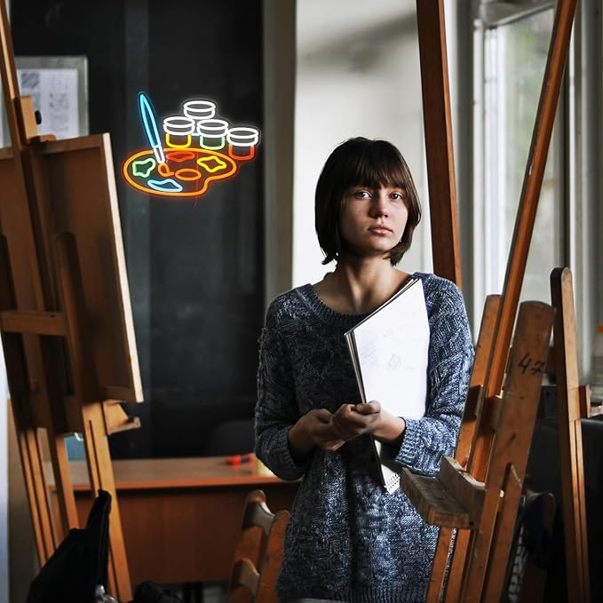 Paint Neon Sign Dimmable Painting Disc Neon Light Signs for Wall Decor USB Powered Draw LED Light Up Sign for Studio Painting Classroom Art Wall Decoration (Multicolored)