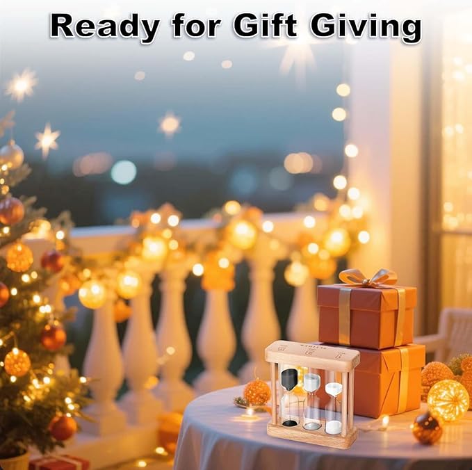 Tea 1-3-5 Minute Sand Timer Hourglass, Small Wooden Frame Blue Sand Clock, Colorful Sand Watch, Reloj De Arena, Unique Hour Glass Sandglass for Kids, Classroom, Home, Desk Decoration