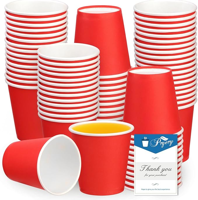 100 Pack 3oz Red Paper Cups,Mouthwash Cups, Disposable Bathroom Cups,Small Paper Cups 3oz Ideal for Bathroom,Supermarket,Birthday Party,Picnic and BBQ