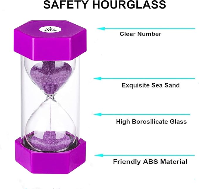 SuLiao 3 Minute Colorful Sand Watch - Purple Sand Clock, Plastic Hourglass Timer for Kids, Games, Classroom, Kitchen, Toothbrush Decoration