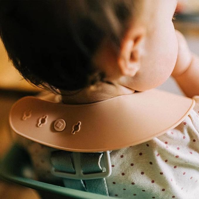 Moonkie Silicone Baby Bibs Set Of 2 | BPA Free Waterproof | Soft Flexible Adjustable Silicone Bibs for Babies & Toddlers(Ether/Muted)