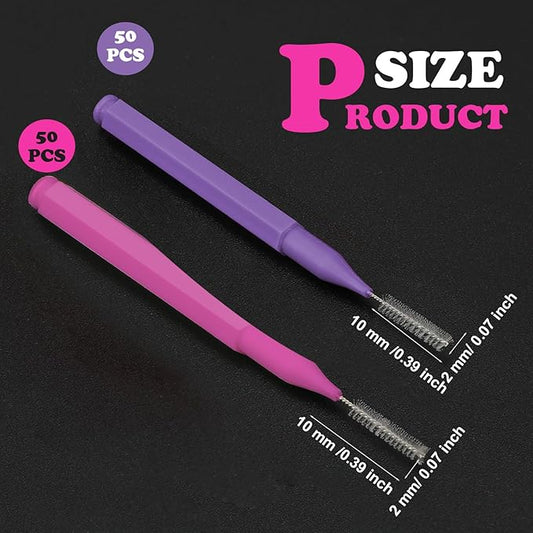 Patelai 100 Pieces Braces Brush for Cleaner Interdental Brush Toothpick Dental Tooth Flossing Head Oral Dental Hygiene Flosser Toothpick Cleaners Tooth Tool (Pink,Purple,Suitable Size)