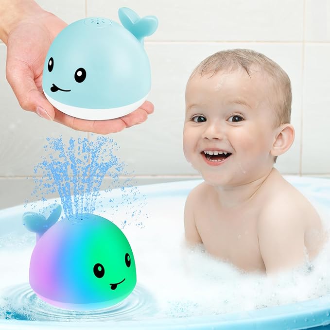 Gigilli Baby Bath Toys, Bath Toys for Kids Ages 1-3, 1 2 3 Year Boy Girl Gift Christmas Stocking Stuffers for Babies 6-12-18 Months Light Up Whale Bath Toy Sprinkler Toddler Birthday Bathtub Water Toy