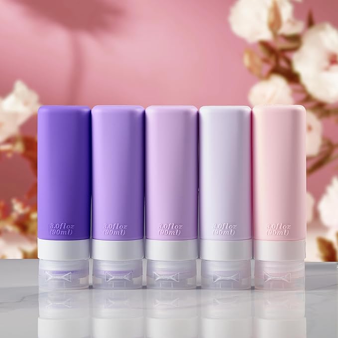 INSFIT Travel Bottles for Toiletries, TSA Approved 3oz Travel Size Containers, BPA Free Leak Proof Squeezable Silicone Tubes for Shampoo Conditioner Lotion Soap with Labels