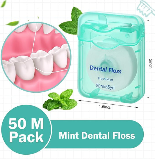 36 Pack Mini Dental Floss Bulk Mint Flavored 50m Each Travel Dental Floss Oral Care for Teeth and Gum Protection(Green)