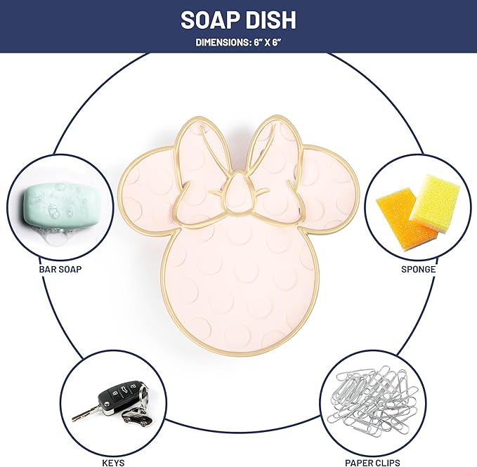 Jay Franco Disney Minnie Mouse Bathroom Accessories - 2 Piece Pink Resin Bathroom Décor and Storage Set Includes Toothbrush Holder and Soap Dish Set