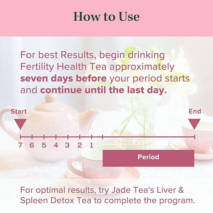 Jade Tea - Organic Women's Fertility Tea, 2 in 1 Hormone Balance Tea & Period Pain Relief - Red Raspberry Leaf, Lady’s Mantle, Red Clover, Chamomile, & Damiana Leaf, Cherry Vanilla - Made in USA