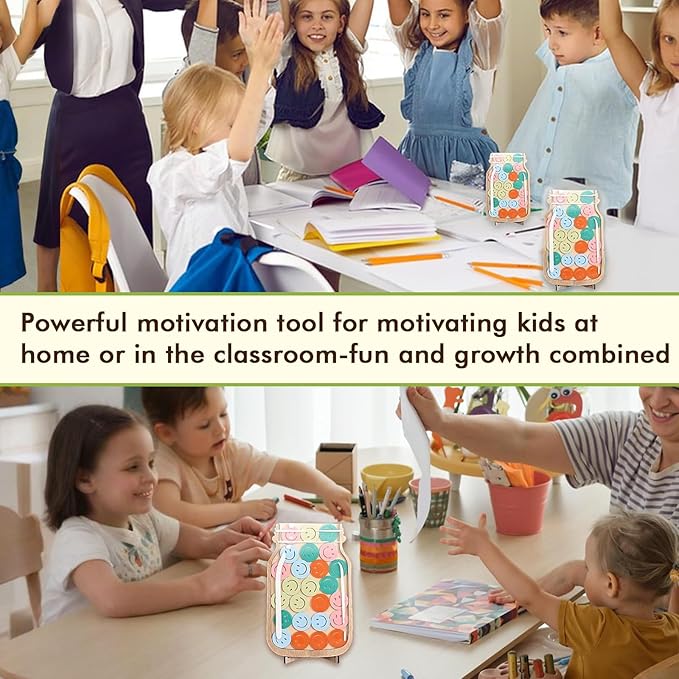 Reward Jar for Kids 25 Tokens Smiley Face Class Reward Jar Compliment Jar for Classroom Home Back to School Gifts for Students