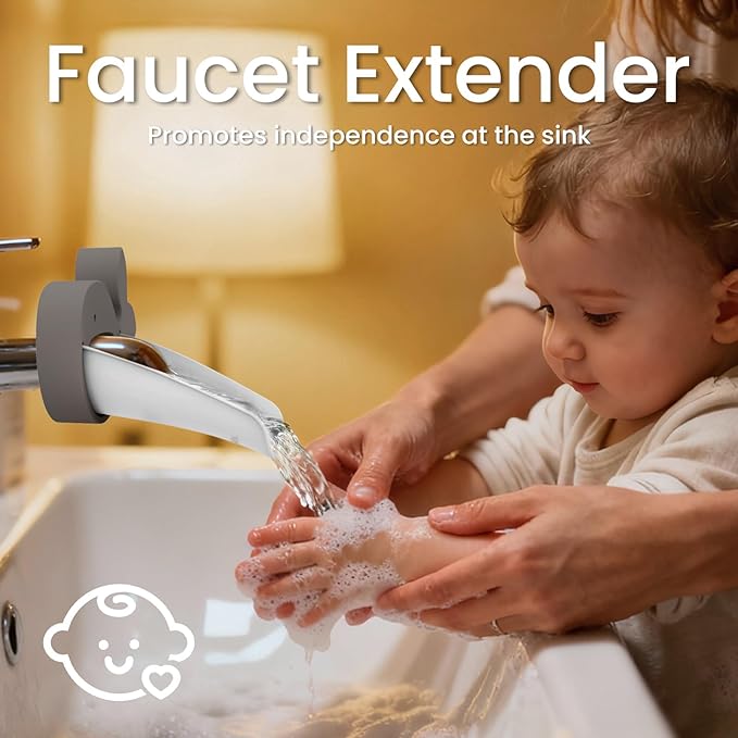 (2 Pack) Faucet Extender for Kitchen and Bathtub Sink, Universal Sink Handle Extenders, Fun Hand-Washing for Babies, Toddlers and Kids (Gray)