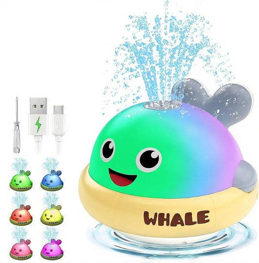 Light up Baby Bath Toys: Grey Whale Bath Toy Sprinkler,Rechargeable Bath Toys for Kids Ages 1-3,Outdoor Water Pool Toys for Toddlers 1 2 3,Fun Bathtub Birthday Gift for Boys & Girls,1 Yr Old Boy
