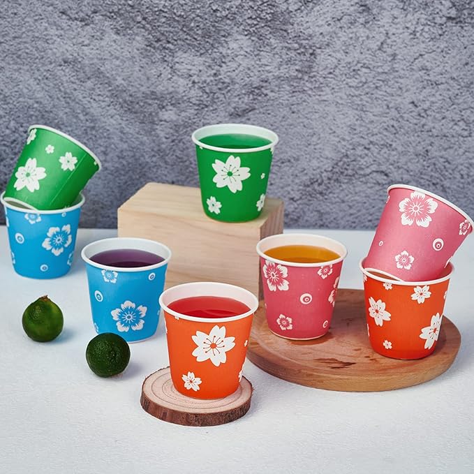 LITOPAK 800 Pack 3 oz Disposable Bathroom Cups, Colorful Small Disposable Paper Cups for Parties, Picnics, Barbecues, Travel and Events