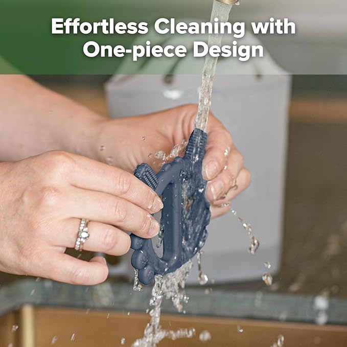 Haakaa Silicone Crab Baby Teether,Teething Toys,360°Baby Toothbrush Head for Infant Self-Brushing Training,Food-Grade Silicone,Steel Blue