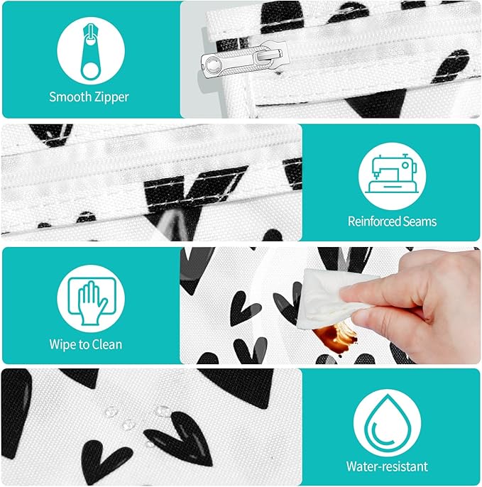 TSA Approved Toiletry Bag, Set of 3 Clear Travel Toiletry Bag Quart Size Zipper Travel Pouch, Waterproof Makeup Cosmetic Bag for Women Men Kids Toiletries Carry on, Hearts Large