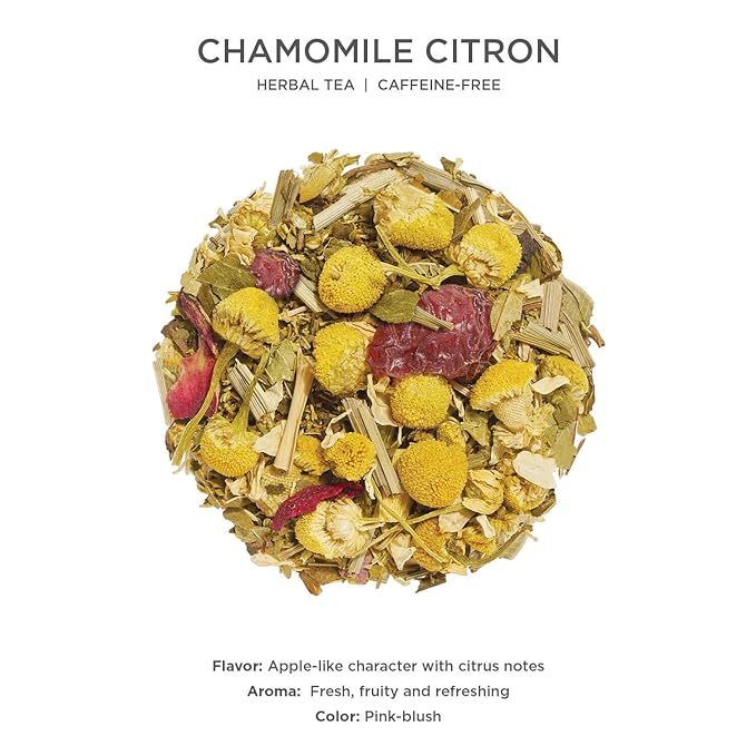 Tea Forte Chamomile Citron Premium Loose Leaf Caffeine-Free Herbal Tea Blend Canister, Makes 35-50 Cups