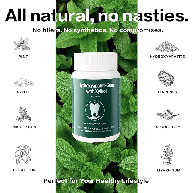Remineralizing Chewing Gum 80g – Hydroxyapatite Gum for Enamel & Oral Health Support – Sugar-Free, Fresh Mint Flavor