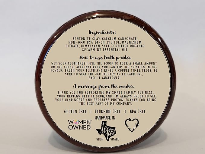 Simply Sooney Remineralizing Vegan Mineral Tooth Powder I Spearmint Formula I Natural Whitening I Stronger Teeth 1.5oz (1.5oz jar)