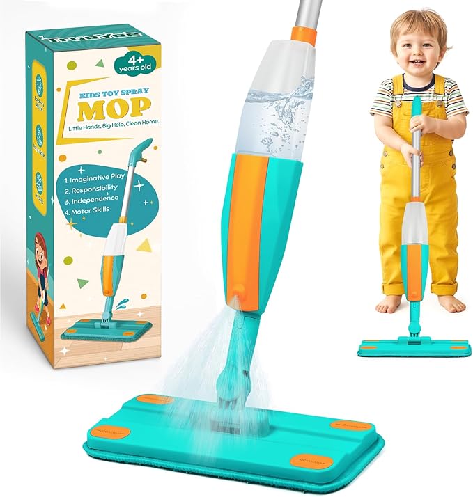 Toy Spray Mop for Kids - Really Toddler Kids Spray Mop, Montessori Cleaning Toy Set, Educational and Fun Gifts for Boys and Girls Ages 4+, Kids Cleaning Toy Set