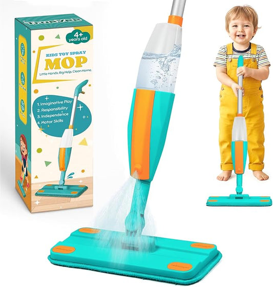 Toy Spray Mop for Kids - Really Toddler Kids Spray Mop, Montessori Cleaning Toy Set, Educational and Fun Gifts for Boys and Girls Ages 4+, Kids Cleaning Toy Set